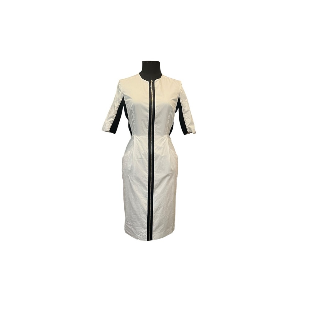 𝐏𝐑𝐎𝐄𝐍𝐙𝐀 𝐒𝐂𝐇𝐎𝐔𝐋𝐄𝐑 Black and White Zip Up Midi Dress